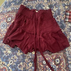 Red Flowy Shorts